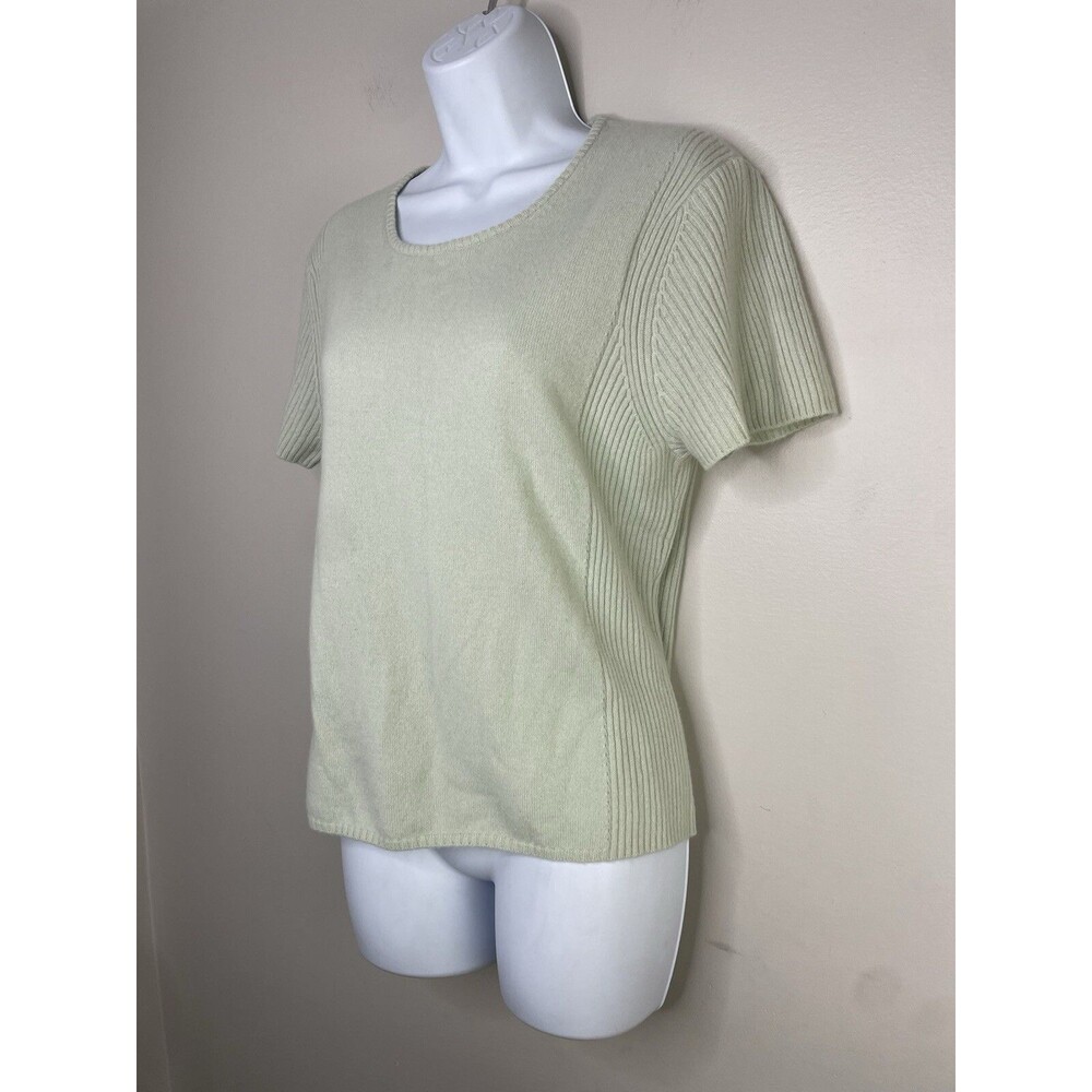 AMOUR VERT Cashmere Sweater Women's XL Sea Green Short Sleeve Quiet Luxury NWOT - Picture 8 of 8